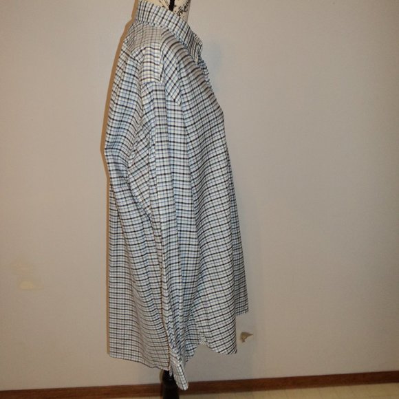 Lands End Mens 17 1/2 - 36  Shirt Plaid Tall Tailored Long Sleeve Supima Cotton - Picture 6 of 9